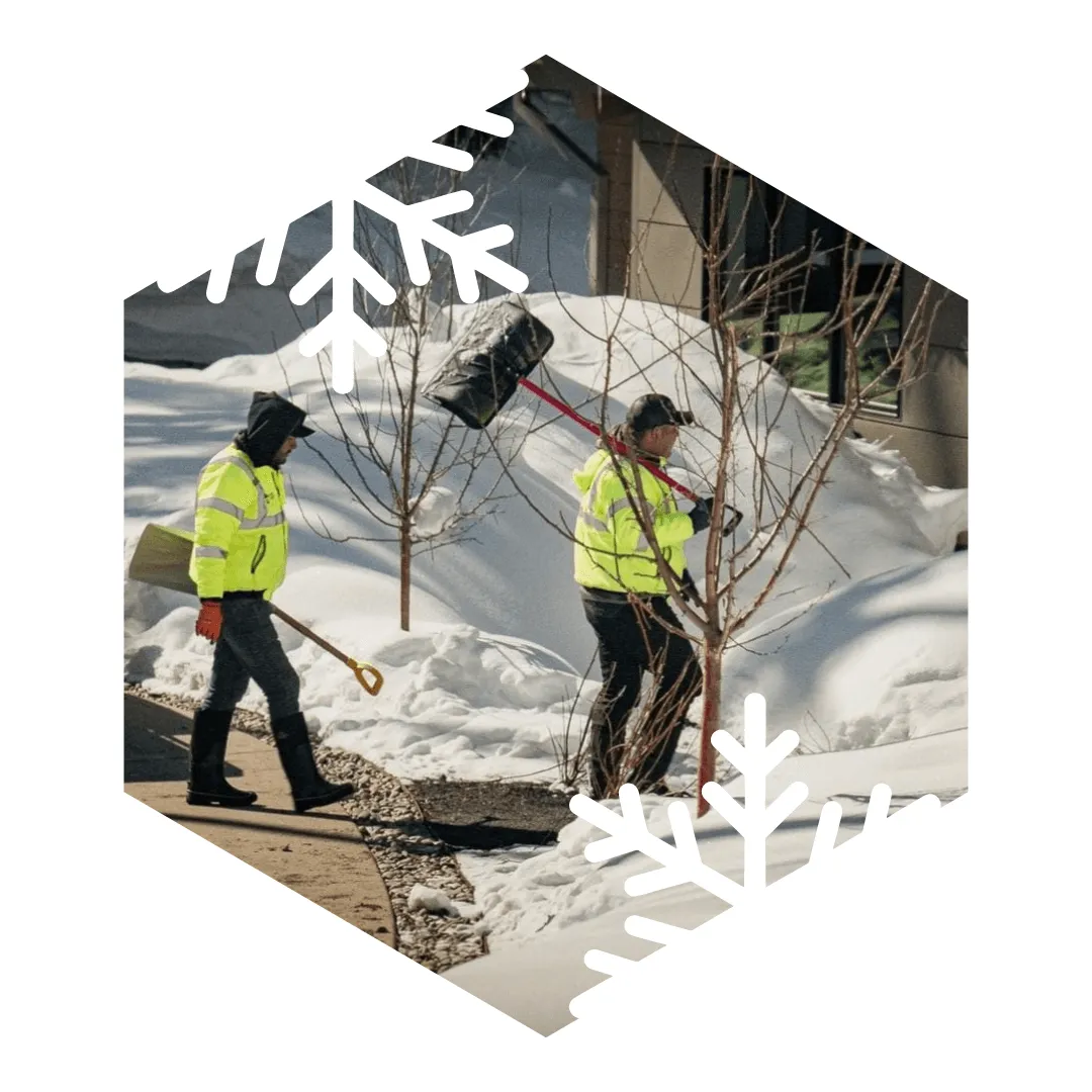 Commercial sidewalk snow shoveling