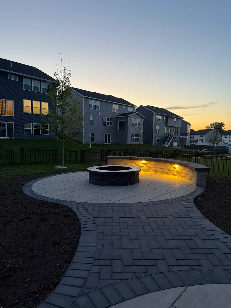 Front yard landscape design with mulch and shrubs in Edmonton