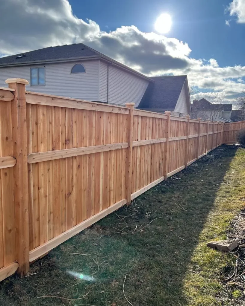 Pressure treated wood fence for backyard